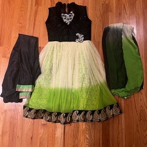 Kids Green & Black Shirt w/ Pyjami and Kurta (INDIAN SIZE 34)